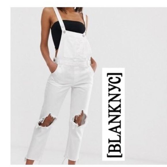 Blank NYC White Distressed Overalls